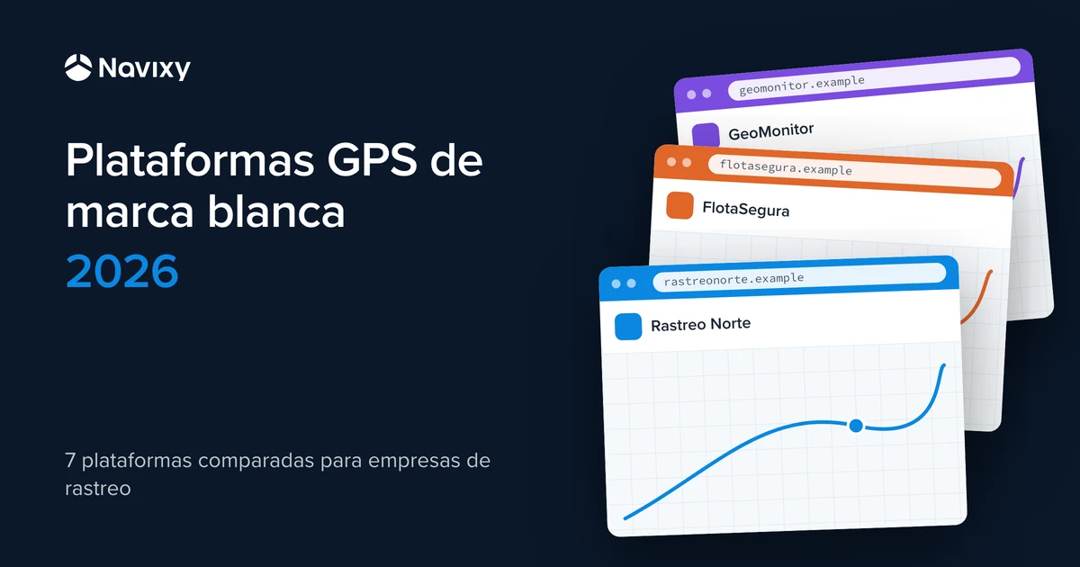 Tres ventanas de la misma plataforma de rastreo, cada una con su propia marca, nombre y color