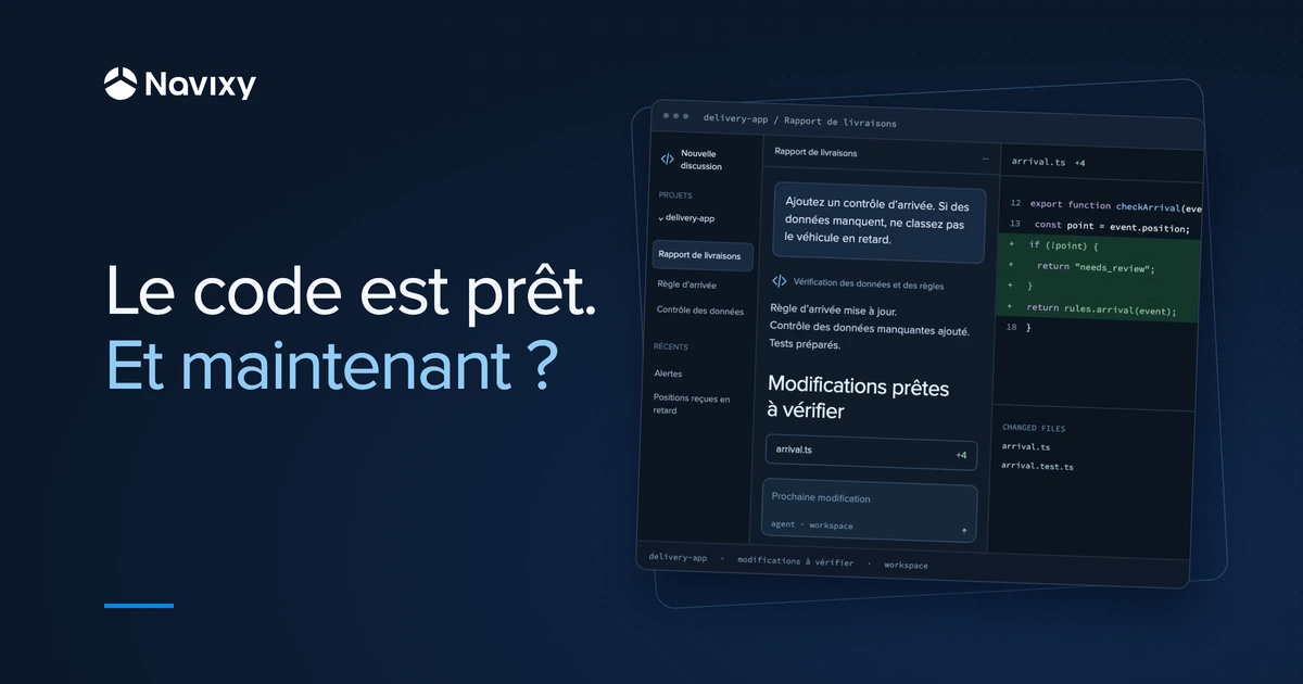Le code est prêt. Et maintenant ? Un espace de développement avec discussions, agent et modifications du code source.
