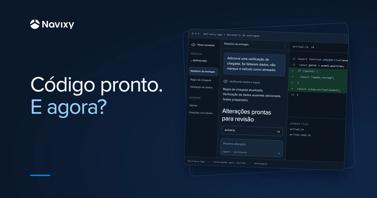 Código pronto. E agora? Um ambiente de desenvolvimento com conversas, um agente e alterações no código-fonte.