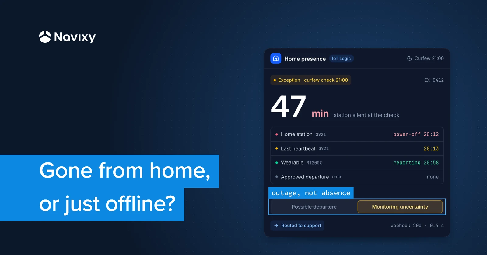 Build home-presence monitoring that separates absence from outages