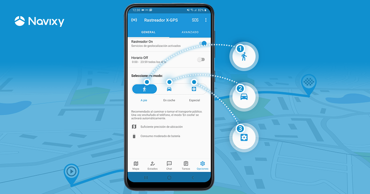 App X-GPS Tracker: los modos de geolocalización inteligentes