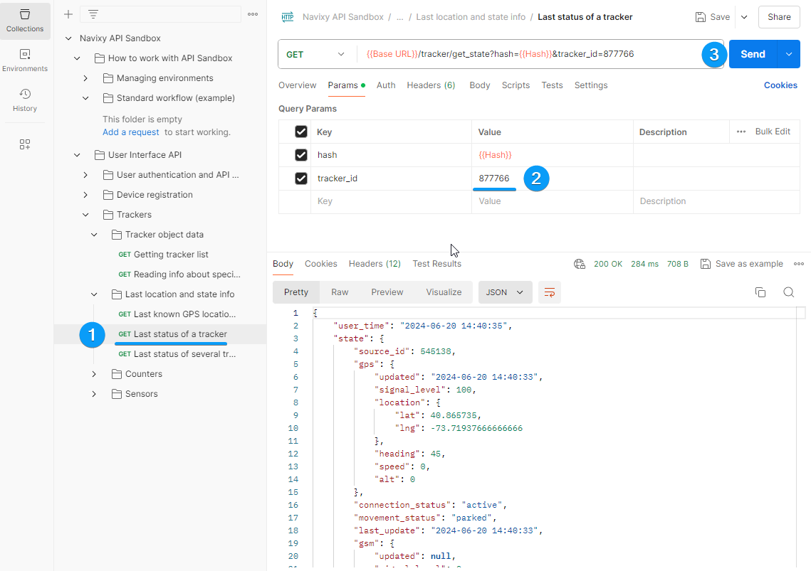 Filling in the tracker id in the parameter field