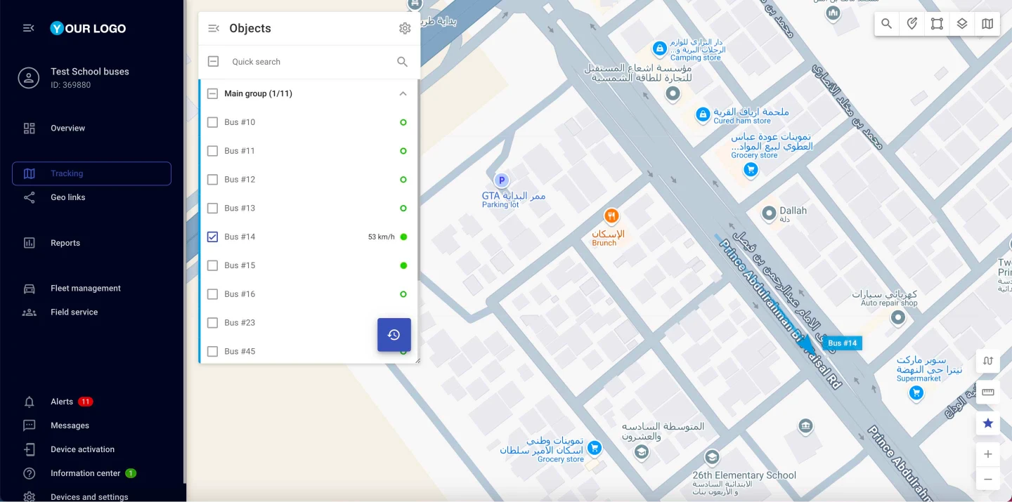 Seguimiento GPS de autobús escolar